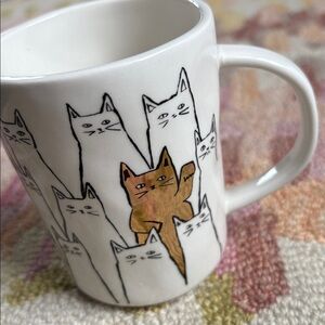 Vintage Anthropologie Good Luck Gold Cat MUG Lucky Maneki-Neko Cat EUC